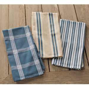 Blue Striped Dish Towel Set