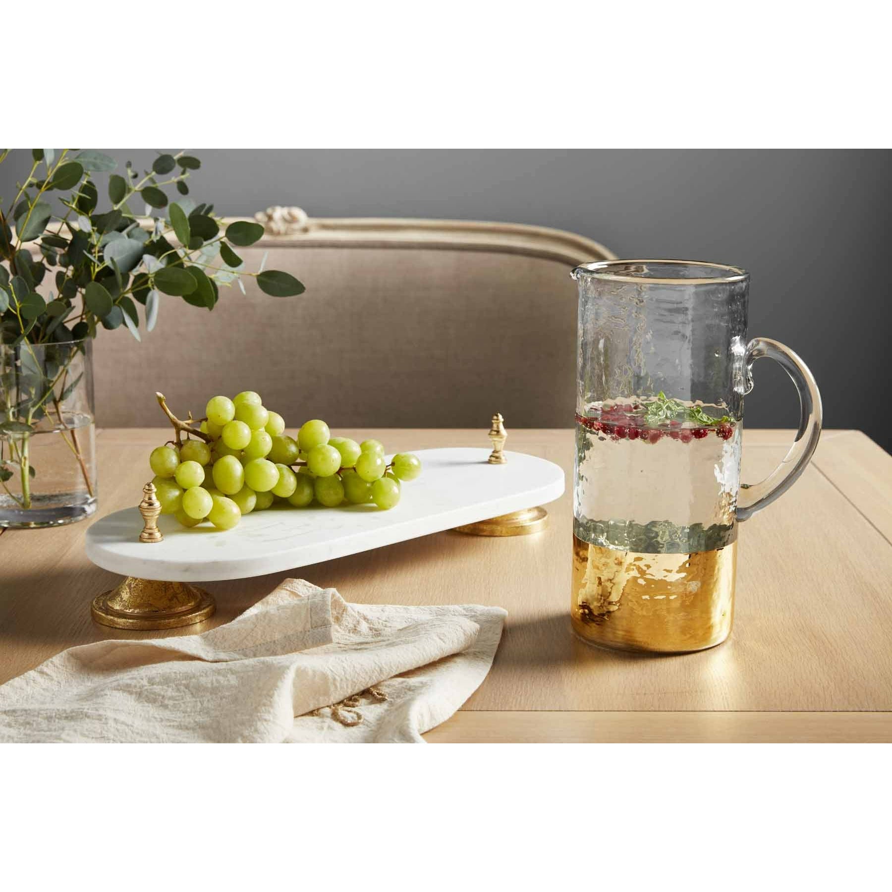 Gold Hammered Glass Pitcher