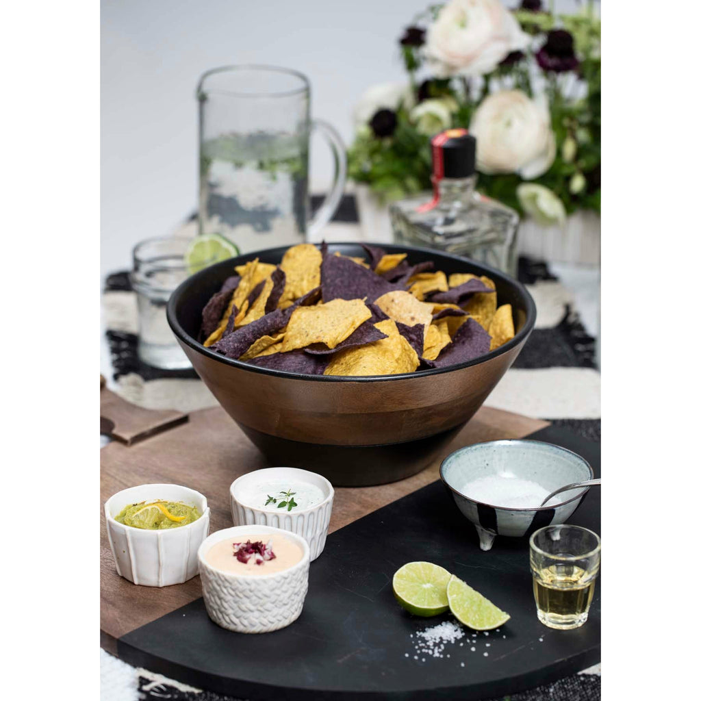Two-Tone Black & Wood Bowl