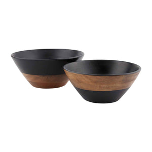 Two-Tone Black & Wood Bowl