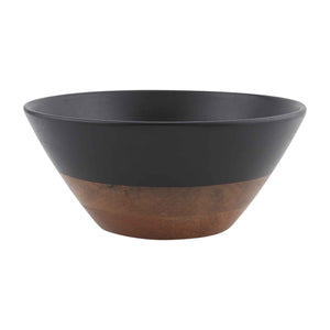 Two-Tone Black & Wood Bowl