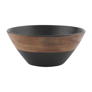 Two-Tone Black & Wood Bowl