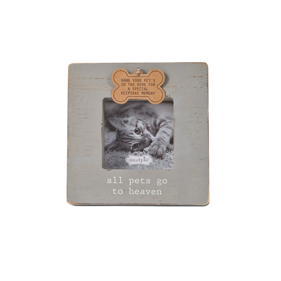 All Pets Go To Heaven Gray Dog Tag Gray Picture Frame