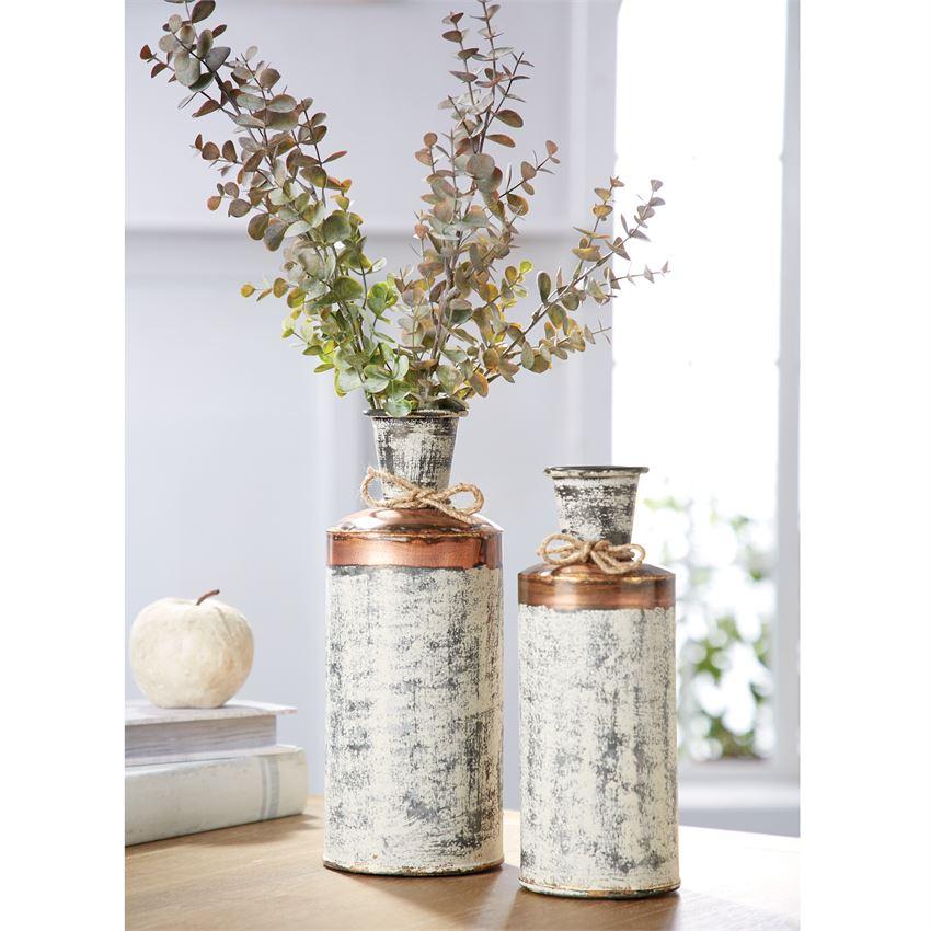 Distressed Tin & Copper Vases