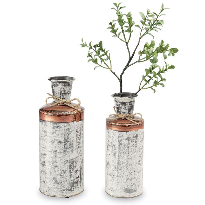 Distressed Tin & Copper Vases