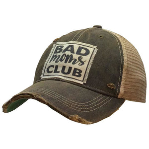 "Bad Moms Club" Distressed Trucker Cap