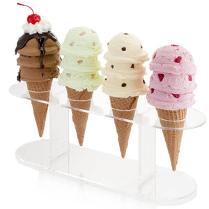 S/4 Assorted Triple Scoop Ice Cream Cones on Acrylic Stand