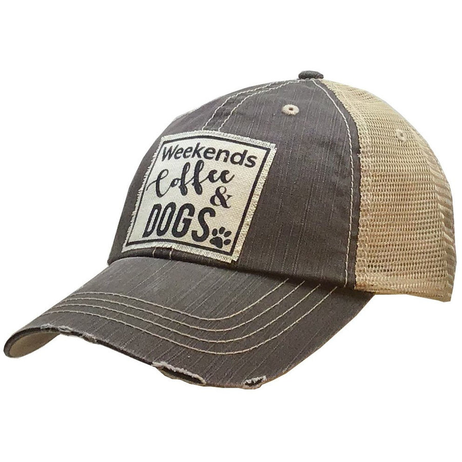 "Weekends, Coffee, & Dogs" Distressed Trucker Cap