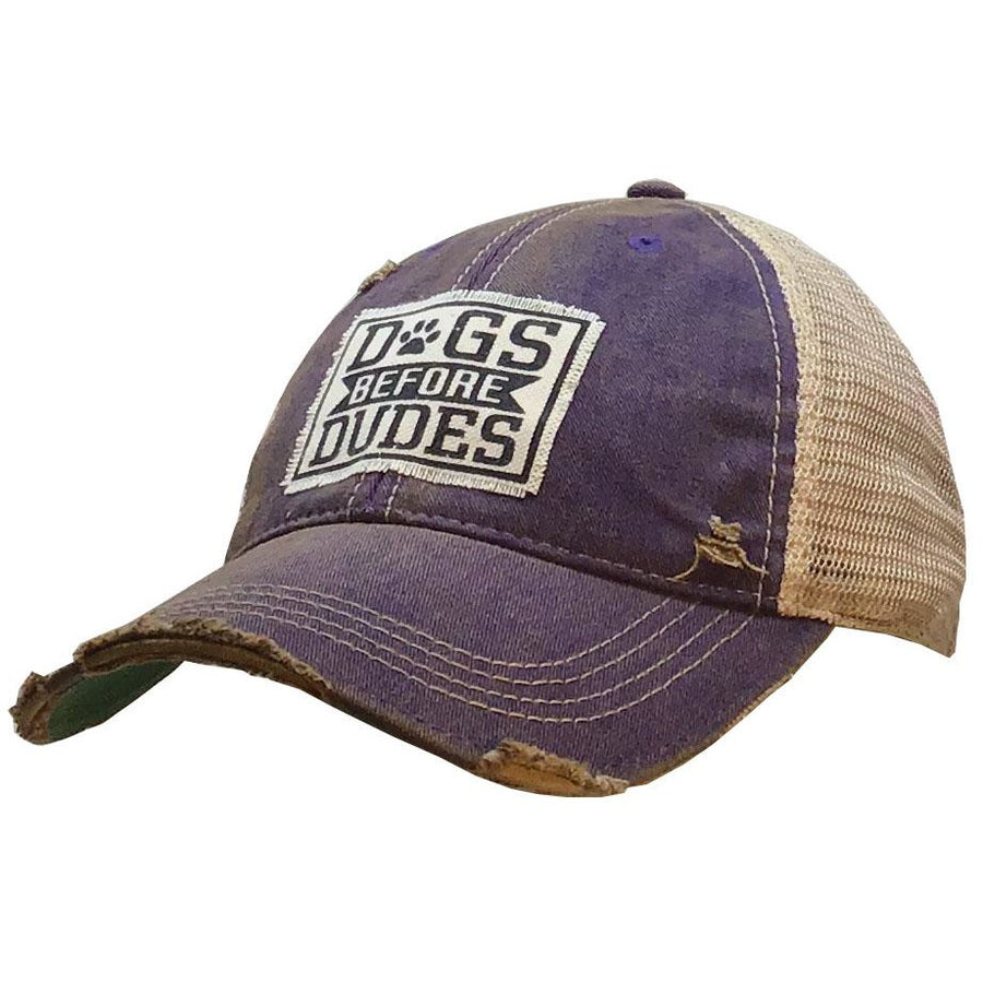 "Dogs before Dudes" Distressed Trucker Cap