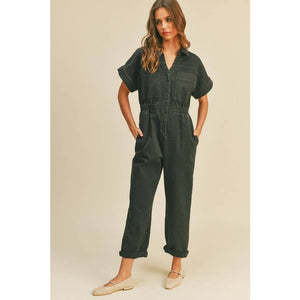 Dark Washed Cotton Jumpsuit