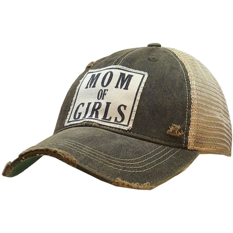 "Mom of Girls" Distressed Trucker Cap
