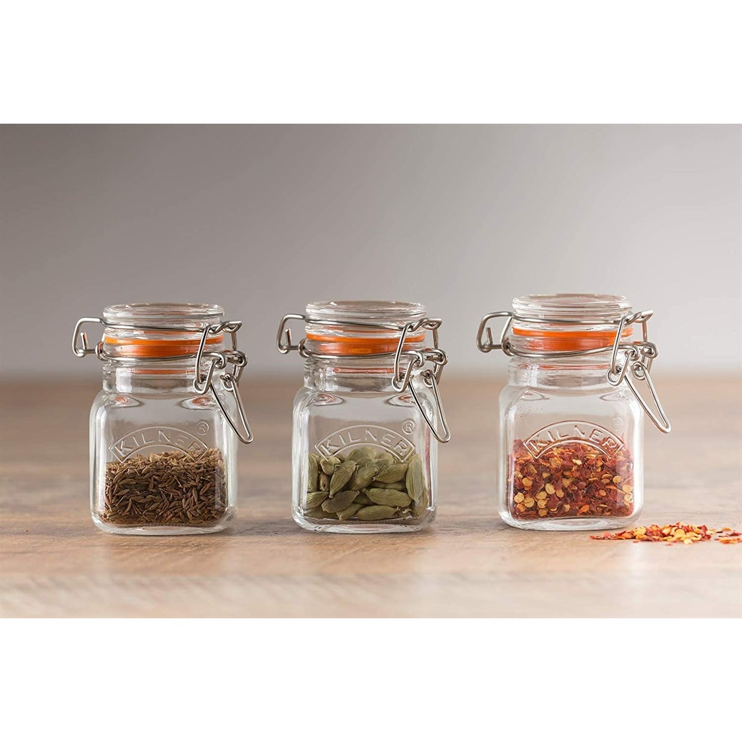 Square Clip Top Glass Spice Jar - Moss & Embers Home Decorum