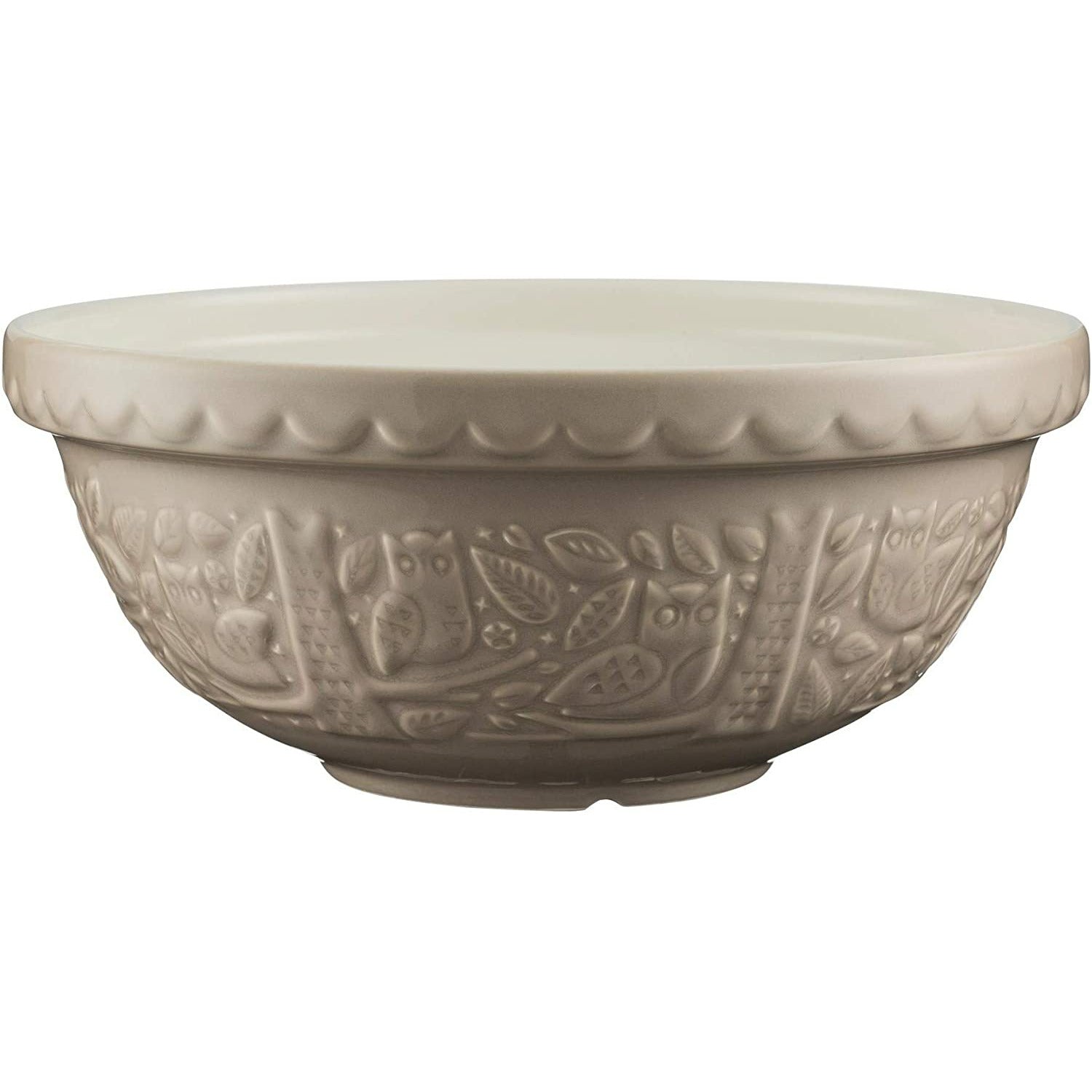 Mason Cash | In the Forest | Owl Embossed Mixing Bowl | Stone - 2.85 Quart (S18)