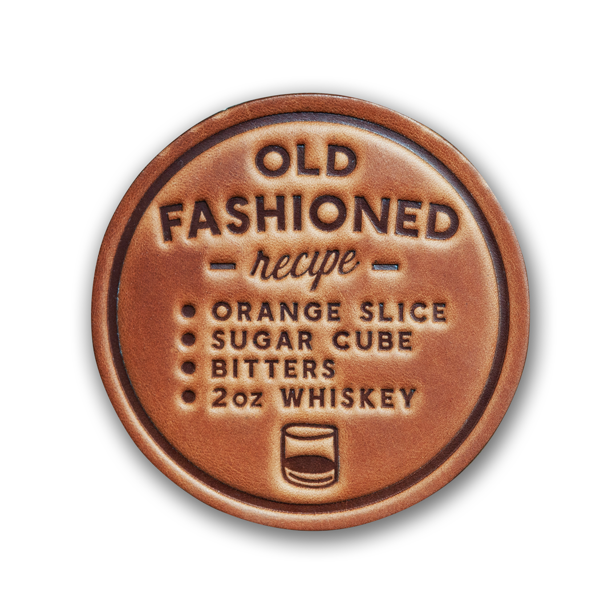 Leather Coaster - Old Fashioned Recipe