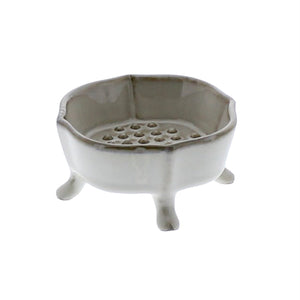 Rue Fancy White Ceramic Footed Soap Dish