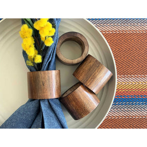 S/4 Round Wooden Napkin Rings