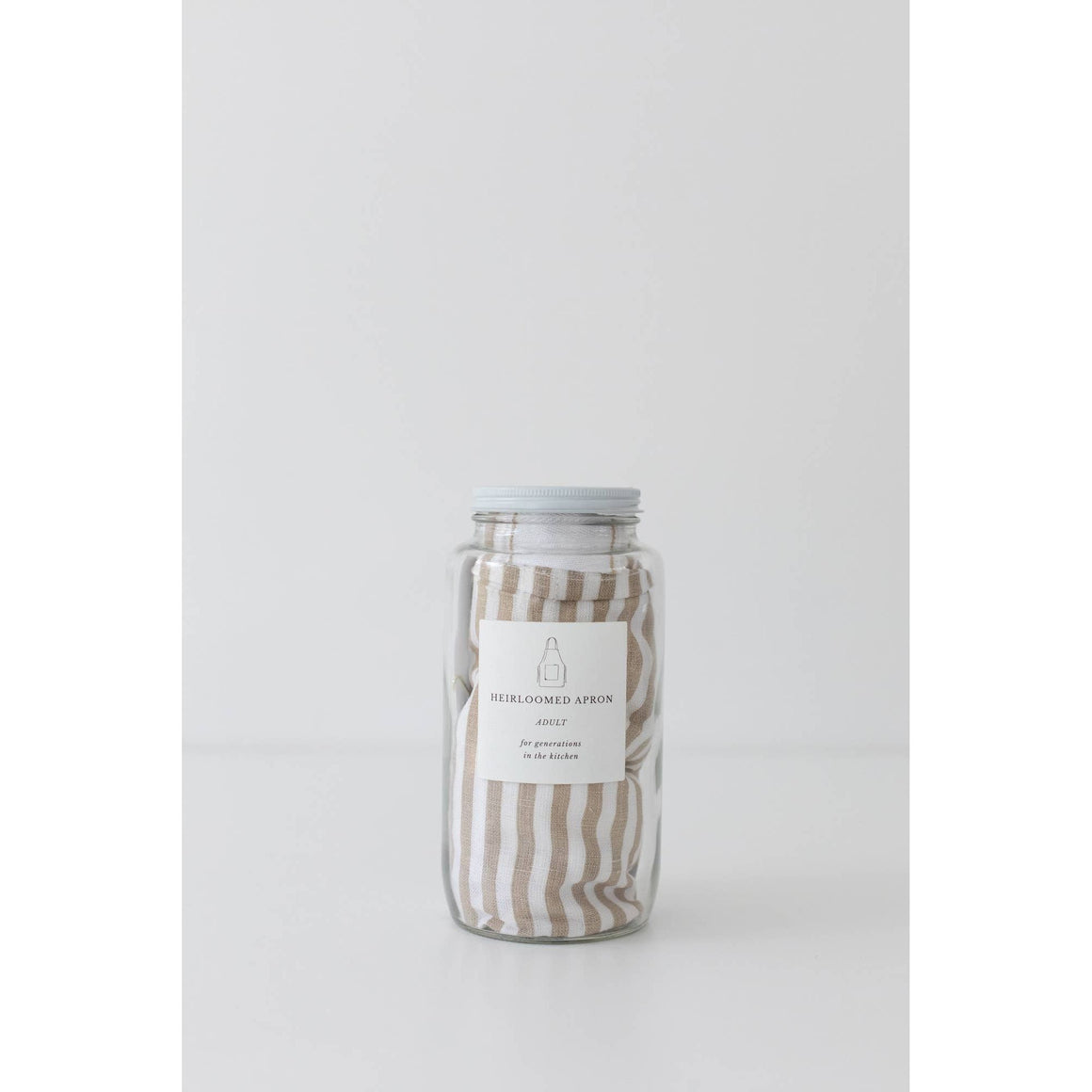 Keepsake Jar Linen Adult Bistro Apron in Oatmeal Stripe