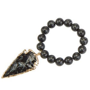Black Marbled Arrowhead Stretch Bracelet