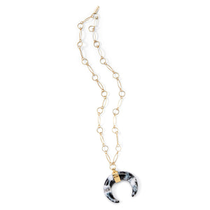 Resin Crescent Necklace - Black