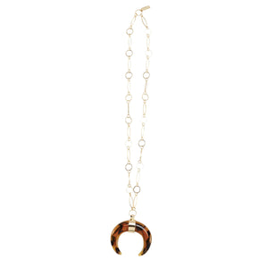 Resin Crescent Necklace - Brown