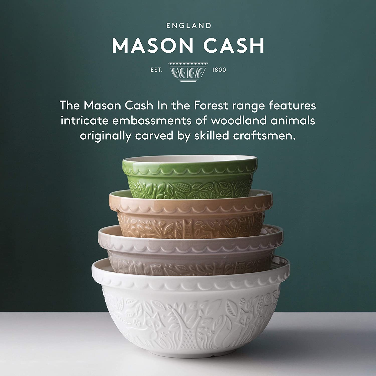 Mason Cash | In the Forest | Owl Embossed Mixing Bowl | Stone - 2.85 Quart (S18)