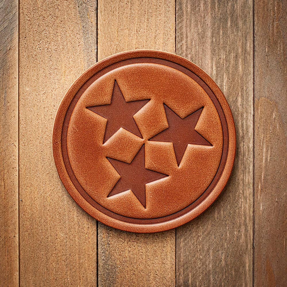 Leather Coaster | Tennessee Tri-Star