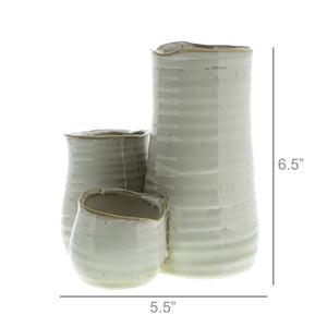 Bower All Triple Fancy White Clustered Ceramic Vase