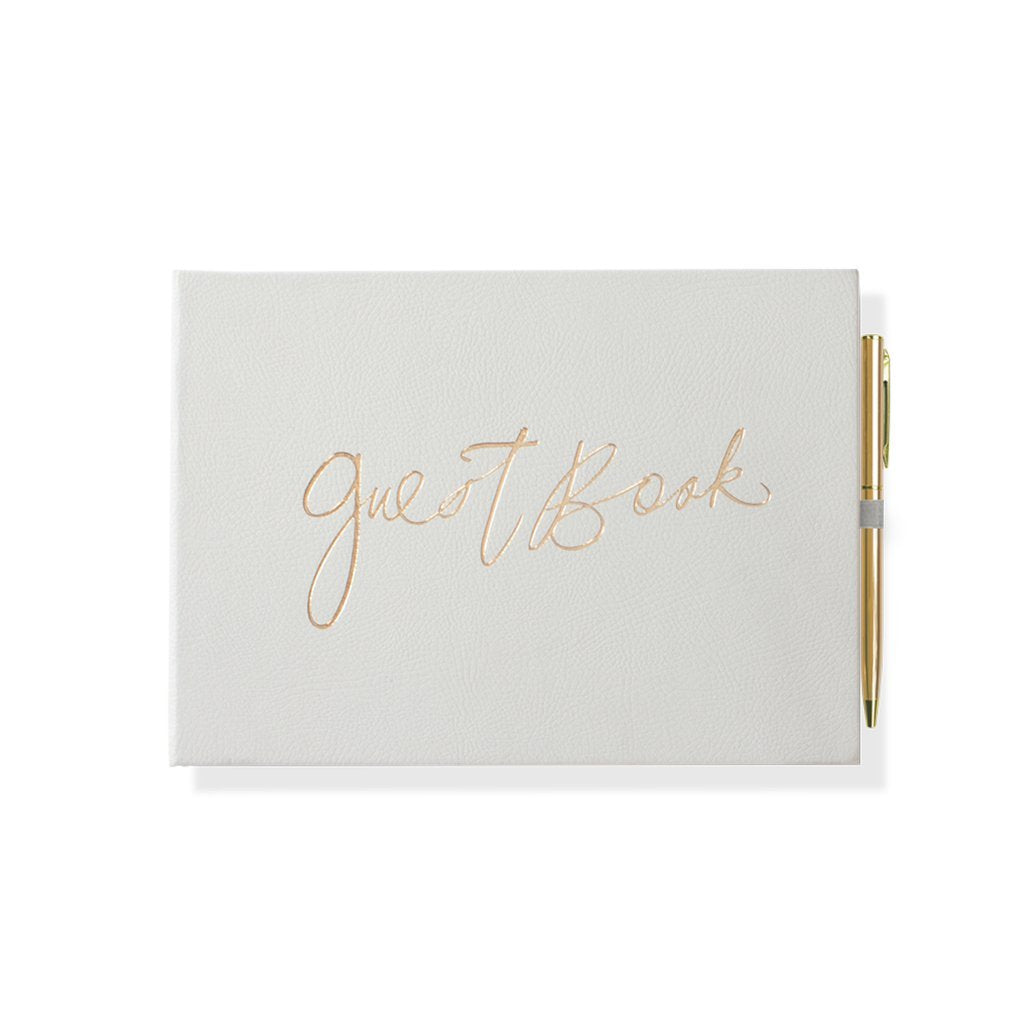 Gray Guest Book w/Gold Pen