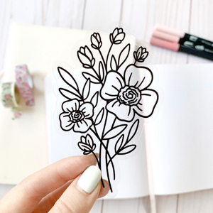 Clear Line Bouquet Sticker, 3.5x2.25in