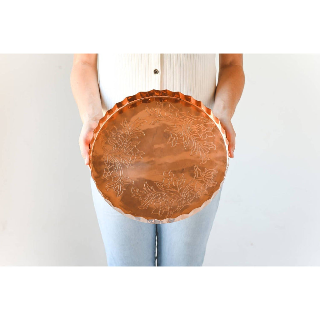 Copper Embossed Serving Tray