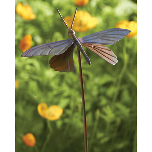 Butterfly on Flower Garden Stake | Flamed Steel