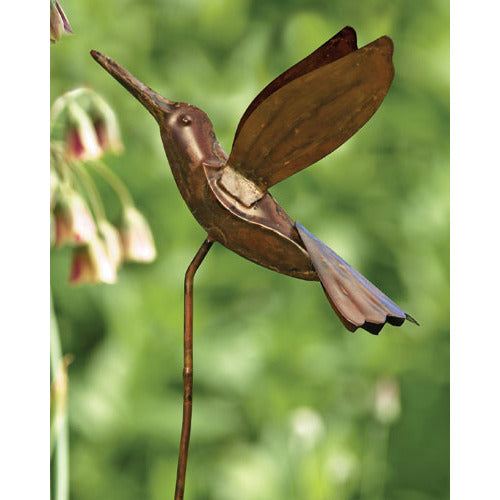 Hummingbird Garden Stake | Flamed Steel