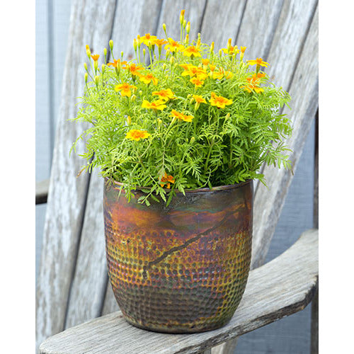 Round Planter | Flamed Steel