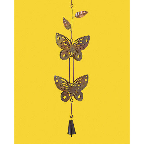 Butterflies w/Bell Ornament | Flamed Steel
