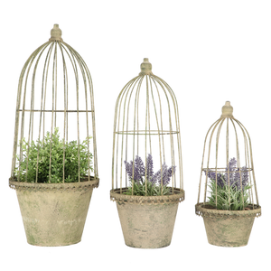 Aged Metal Flower Pots/Cloches | Green