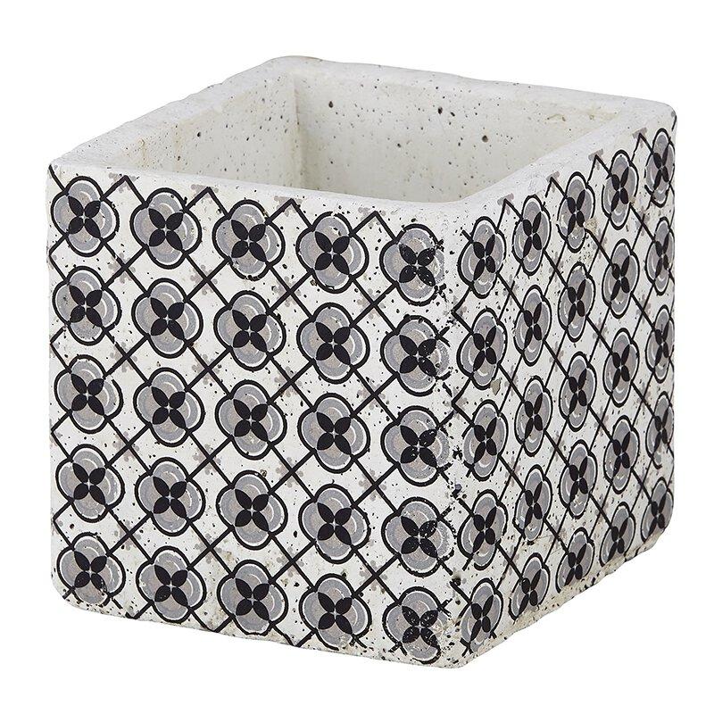 Grey Ornate Square Pot - Medium