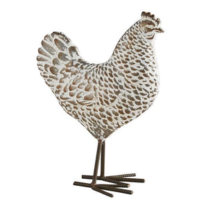 Metal Chicken - Ivory/Brown