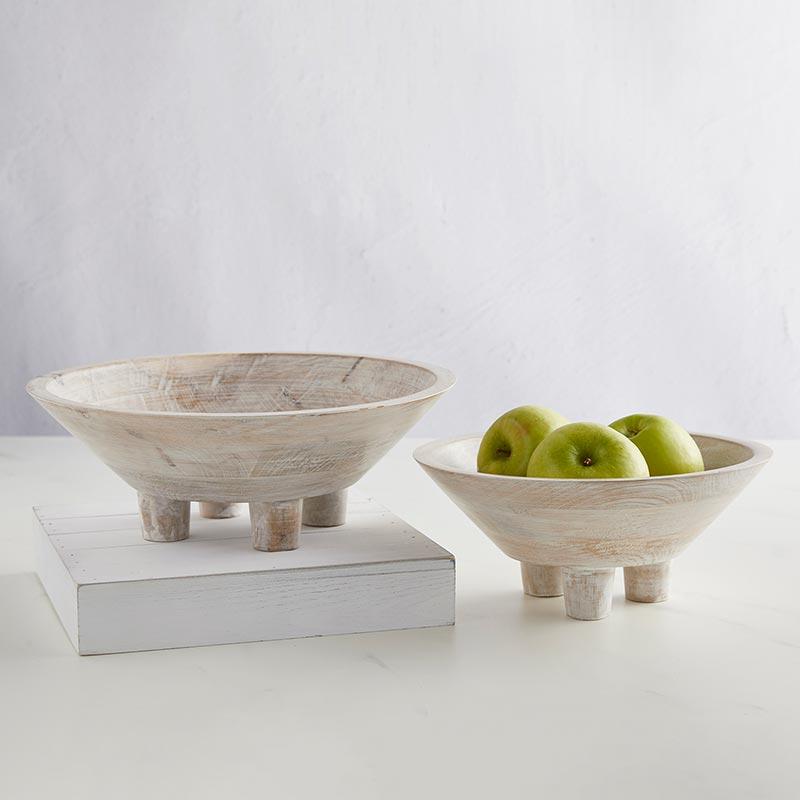 Footed Wooden Bowl