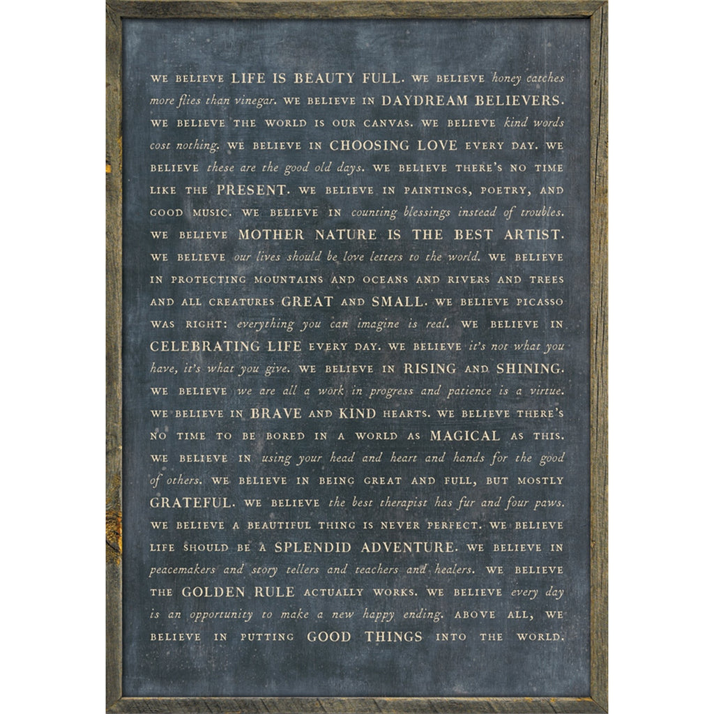 Sugarboo Manifesto - Charcoal/Grey Wood Art Print | 35" x 46"