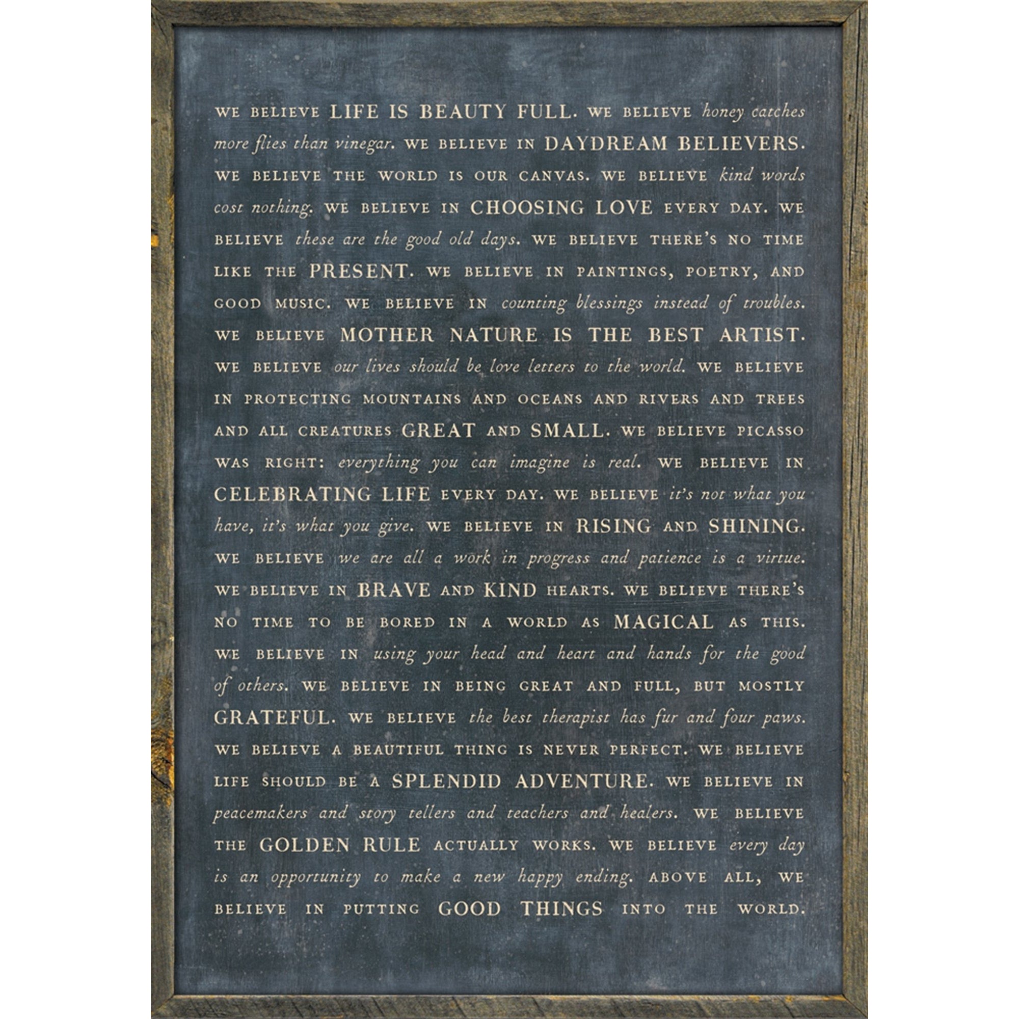 Sugarboo Manifesto - Charcoal/Grey Wood Art Print | 35" x 46"