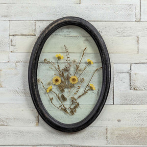 Black Oval Pressed Flowers