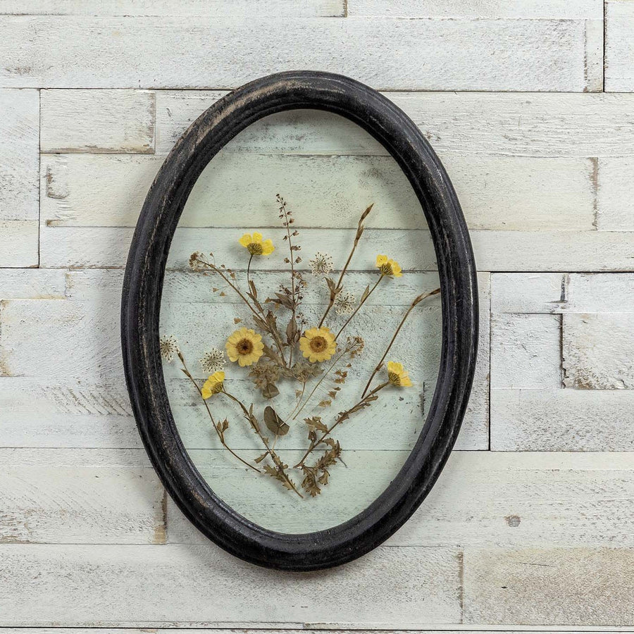 Black Oval Pressed Flowers