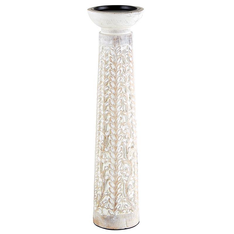 White Wood Candle Holder