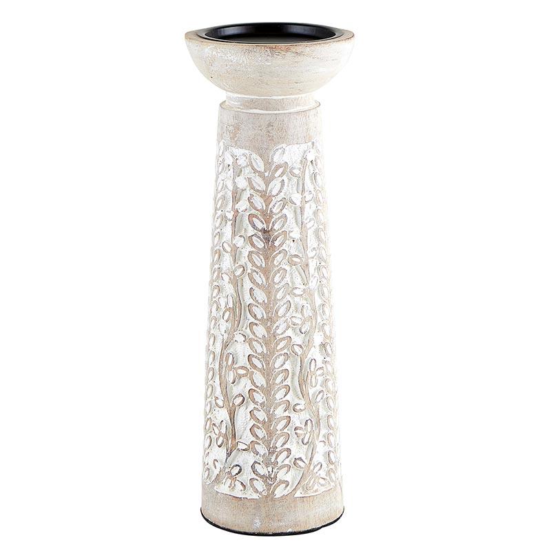 White Wood Candle Holder