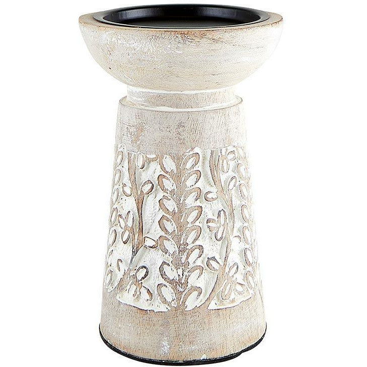 White Wood Candle Holder