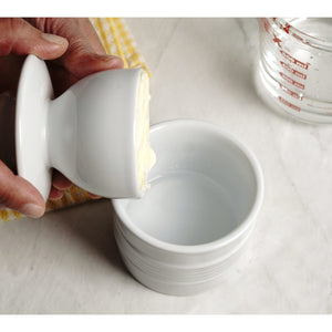 White Stoneware Butter Keeper