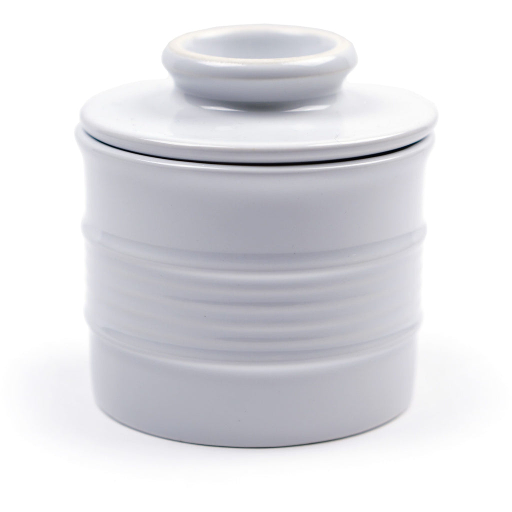 White Stoneware Butter Keeper