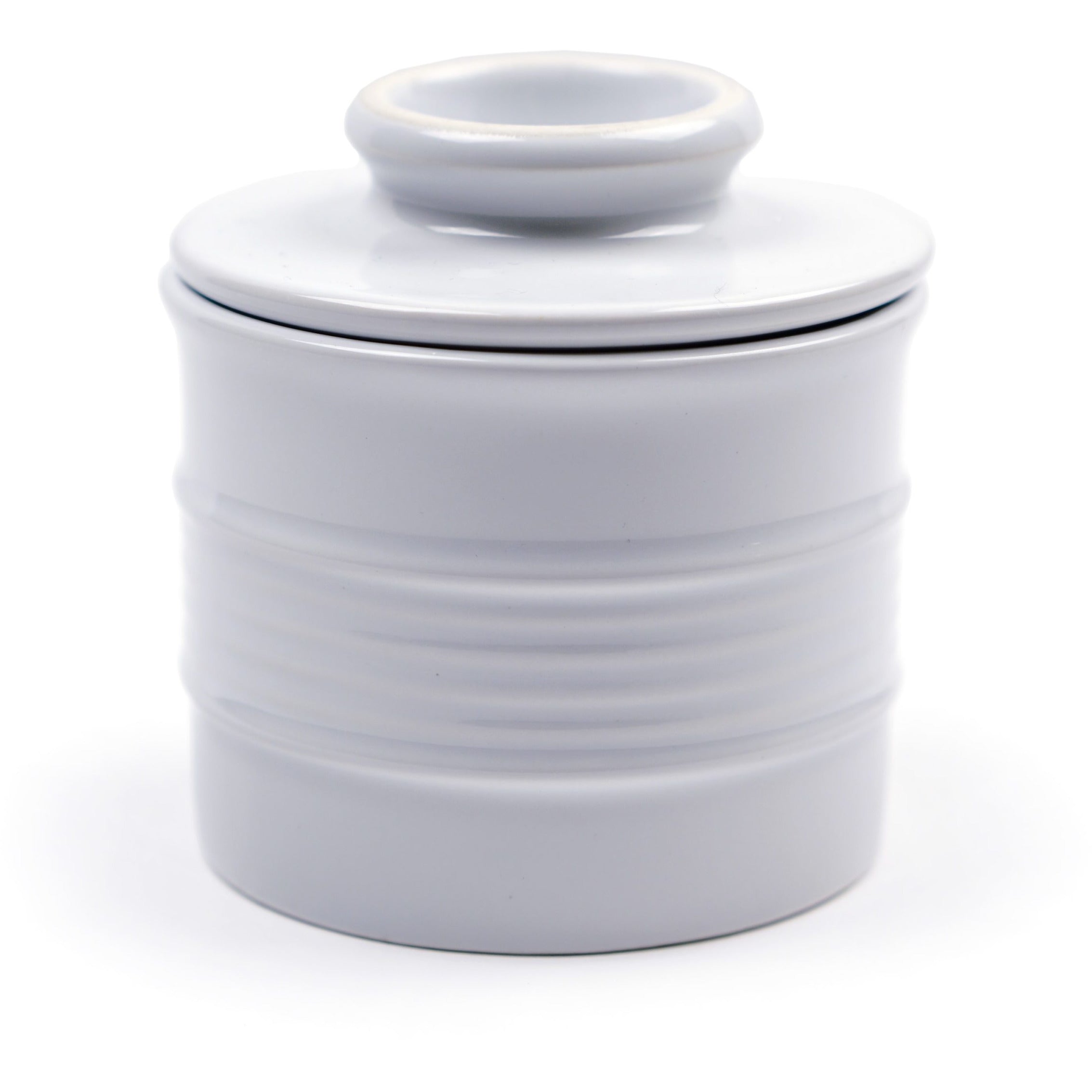 White Stoneware Butter Keeper