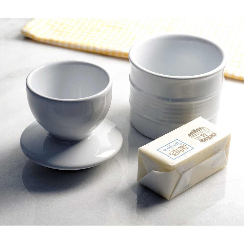 White Stoneware Butter Keeper