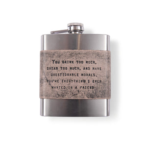 Grey Leather Quote Flasks - 2nd Edition